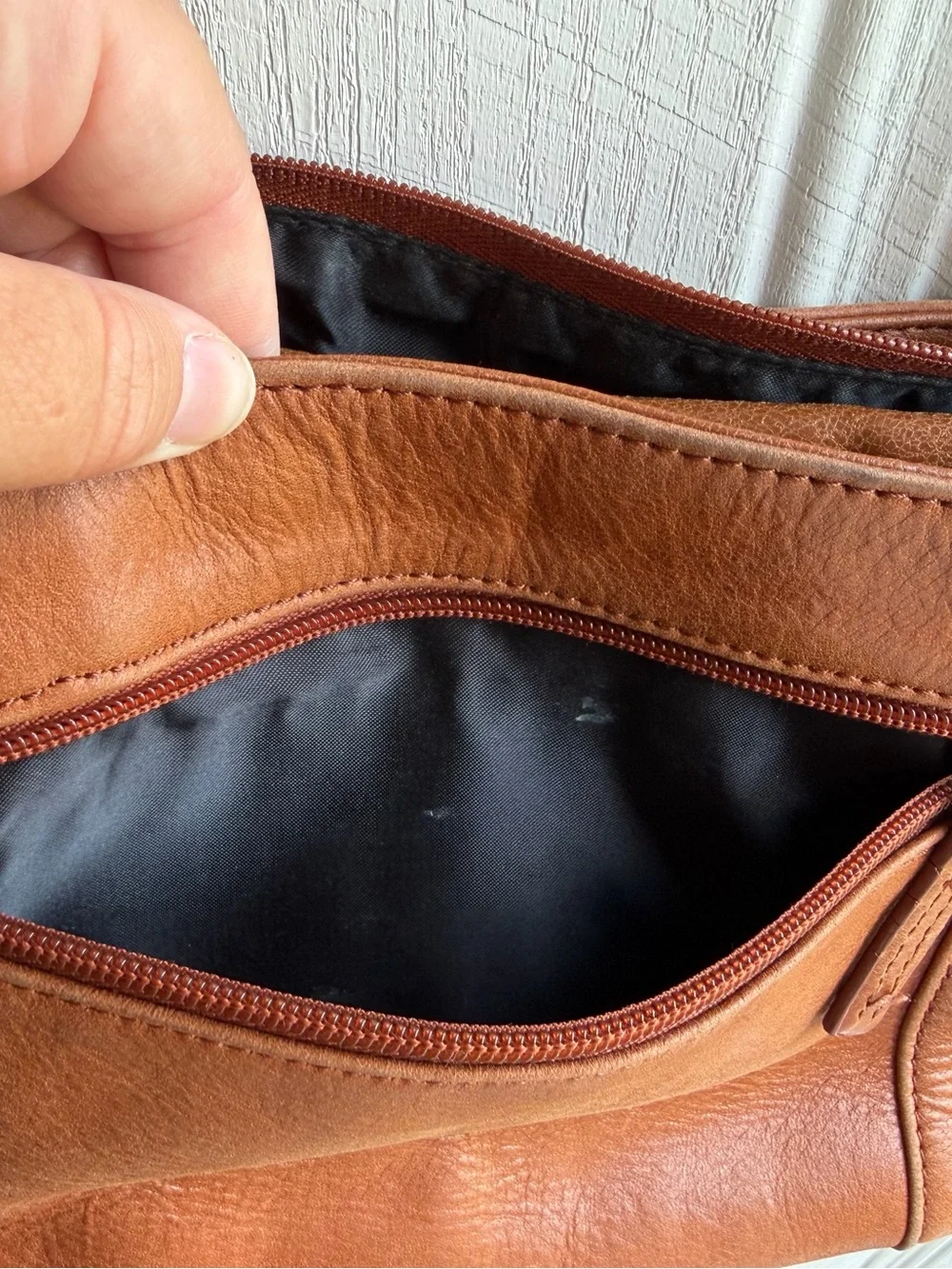 Madison Studio Genuine Leather Cognac Brown Y2K Crossbody Shoulder Bag